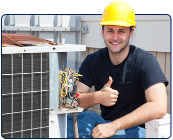 Technician with HVAC Unit in Windham, NH